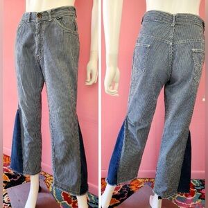 Vintage 1970’s RARE LEVI’S for gals Blue and white striped bell bottom jeans.